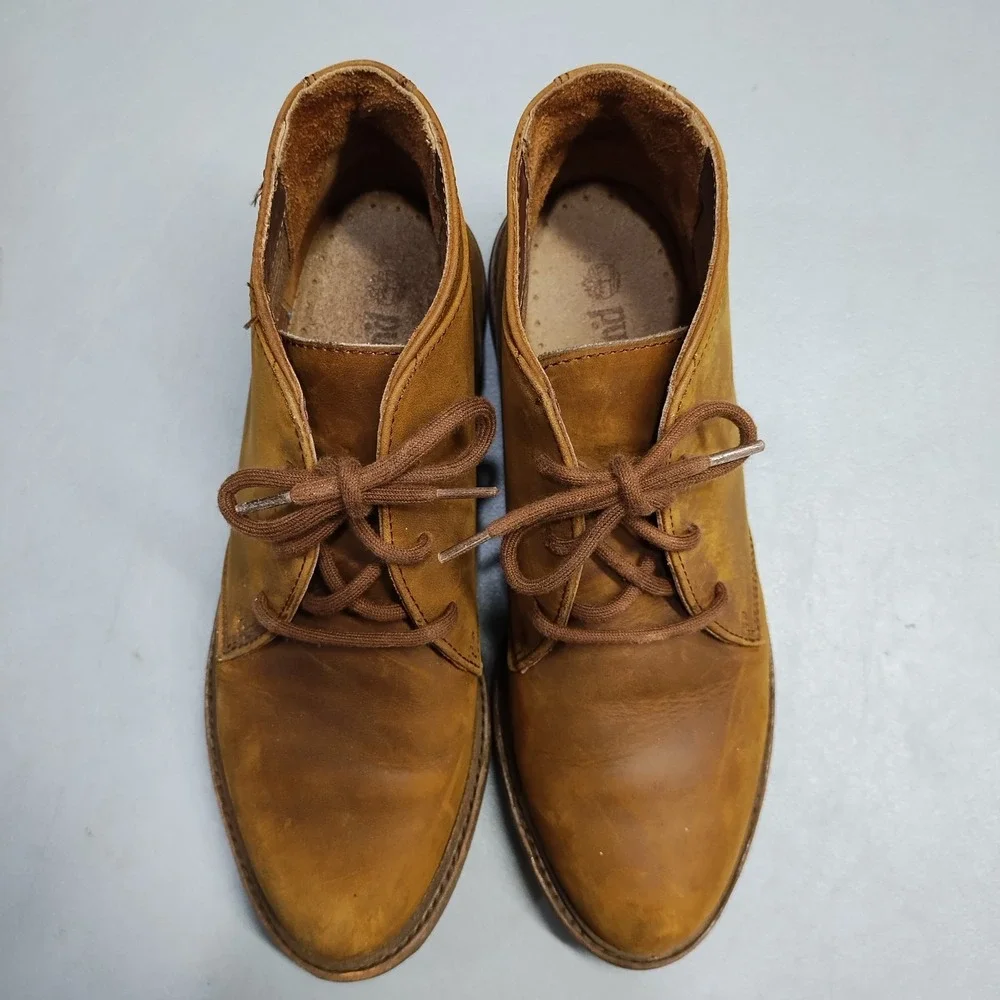 Timberland Chukka Boots Mens US 8.5M Brown Leather Waterproof Round Toe Lace Up